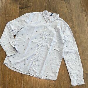 H&M Light Blue Anchor Print Button-Down Chambray Shirt